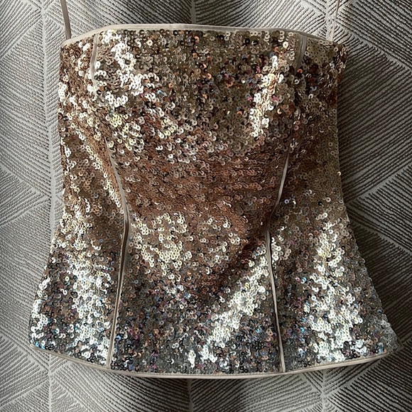 WHBM Ombre Sequin Bustier Mixed Metallic 00 - Picture 5 of 9